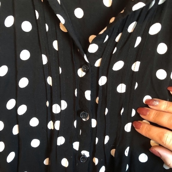 Spense Black/White Polka Dot Button Down Blouse - Picture 2 of 7